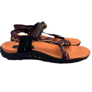 Skechers Reggae Outdoor Lifestyle Slingback Sandals Black Orange Womens Size 10
